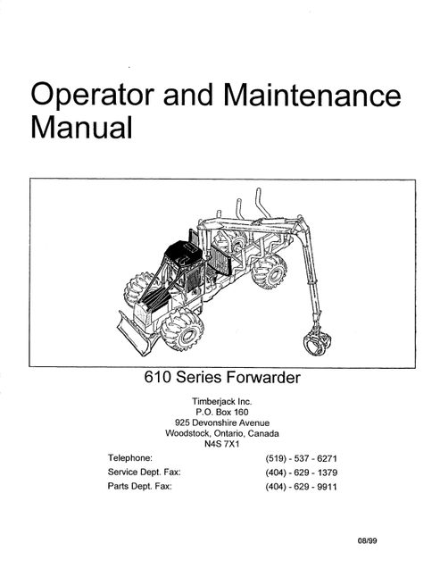 John Deere Timberjack 610 Forestry Forwarder Manual PDF