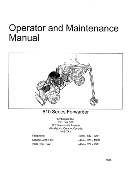 John Deere Timberjack 610 Forestry Forwarder Manual PDF