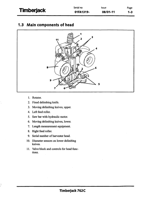 John Deere Timberjack 762C Harvester Head Manual F062457 PDF