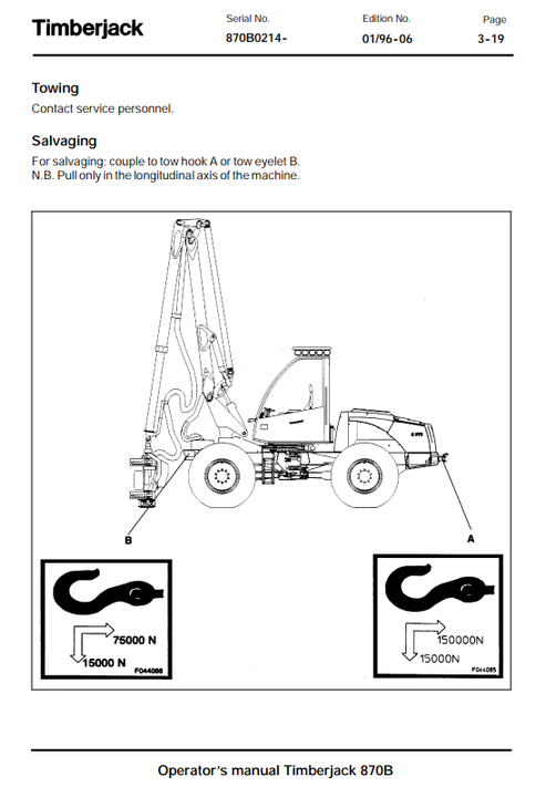 John Deere Timberjack 870B Technical Operator Manual