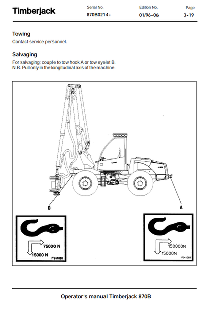 John Deere Timberjack 870B Technical Operator Manual