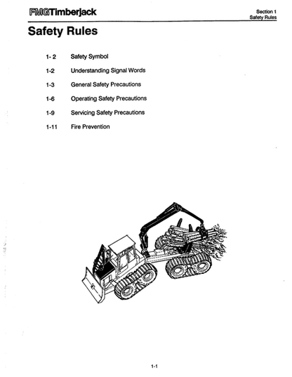 John Deere Timberjack FMG933C Forestry Clambunk Manual PDF