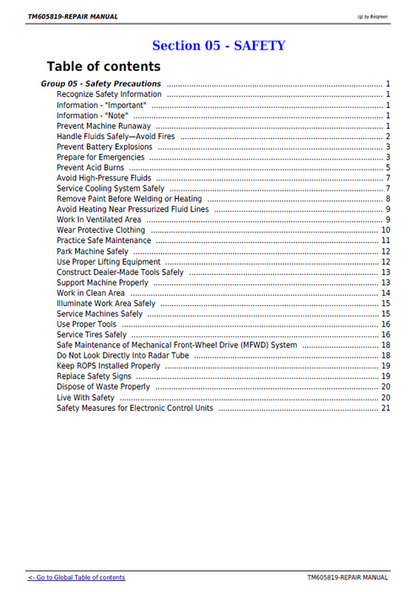 John Deere Tractor Diagnostic & Technical Repair Manual TM605819