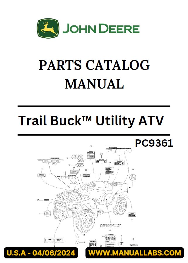 John Deere Trail Buck™ Utility ATV Parts Catalogue Manual PC9361 PDF