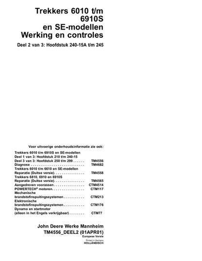 John Deere Trekker 6010 TM 6910S SE Technical Manual TM4556