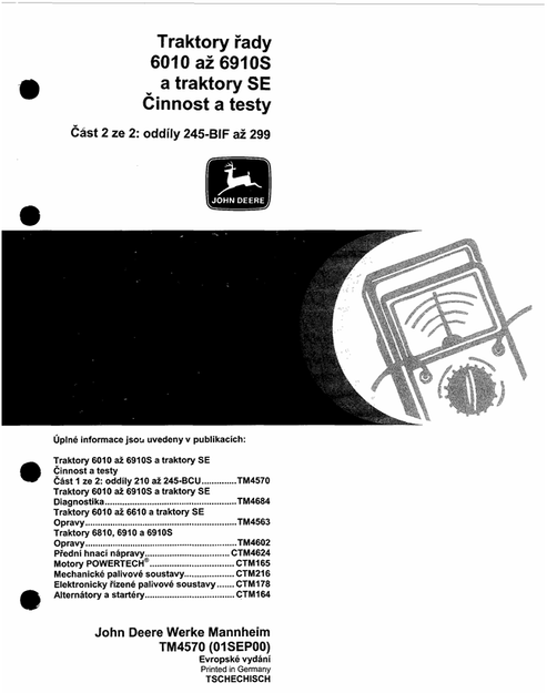 John Deere Trekker 6010 TM 6910S SE Technical Manual TM4570