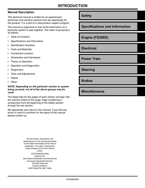 John Deere Turf Gator Utility Vehicle Service & Repair Manual PDF