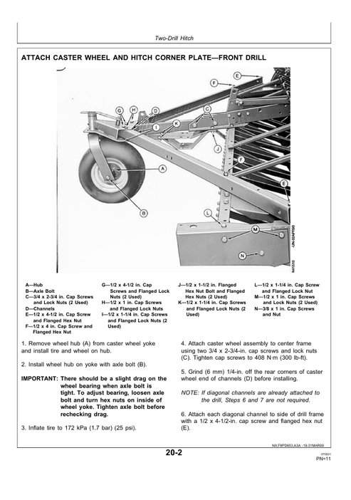 John Deere Two Three Drill Pre-Delivery Instruction Manual