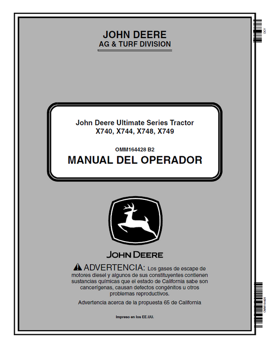 John Deere Ultimate Series Tractor X740, X744, X748, X749 Operator Manual OMM164428 PDF