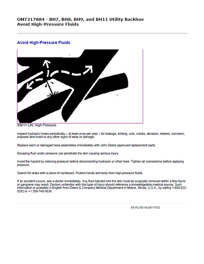 John Deere Utility Backhoe BH7 BH8 BH9 BH11 Operating Manual PDF