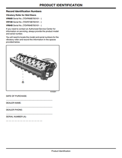 John Deere VR66B VR73B VR84B Roller Operator Manual PDF