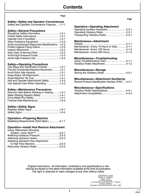 John Deere VR66C VR73C VR84C Roller Operating Manual