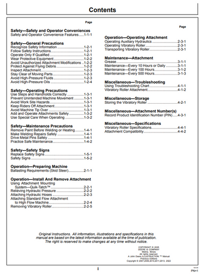 John Deere VR66C VR73C VR84C Roller Operating Manual