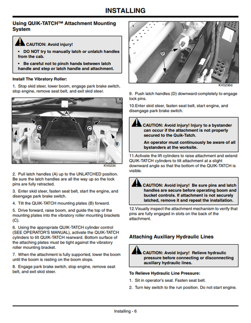 John Deere Vibratory Roller VR66B VR73B VR84B Operating Manual