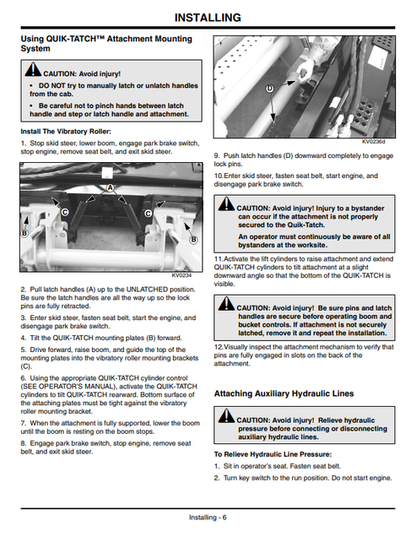 John Deere Vibratory Roller VR66B VR73B VR84B Operating Manual