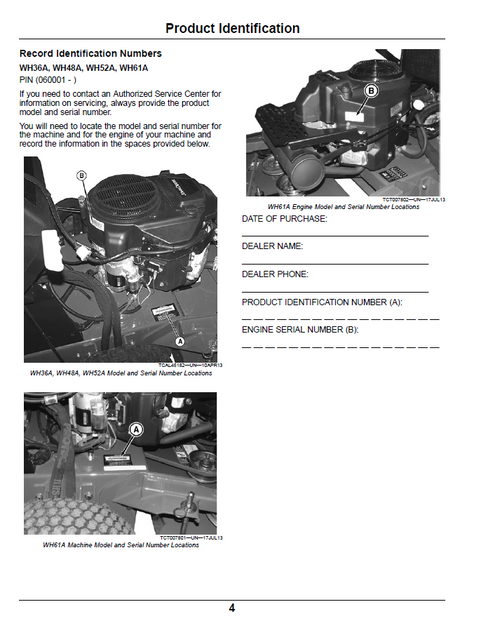 John Deere WH36A WH48A WH52A WH61A Commercial Mower PDF