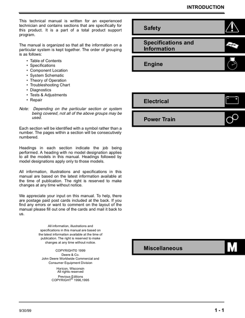 John Deere Walk-Behind Snowblower 524D-1032D Technical Manual