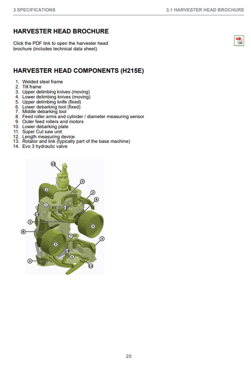 John Deere Waratah H215E Harvester Head Operator Guide F674290WA