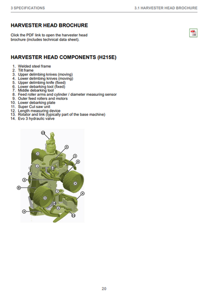John Deere Waratah H215E Harvester Head Operator Guide F674290WA