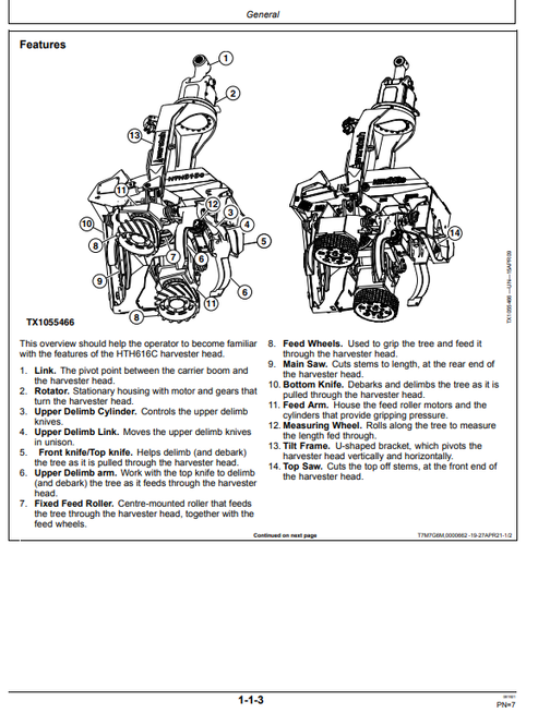 John Deere Waratah HTH616C Operator Manual WA116226