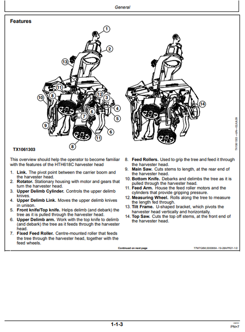 John Deere Waratah HTH618C Operator Manual WA116921