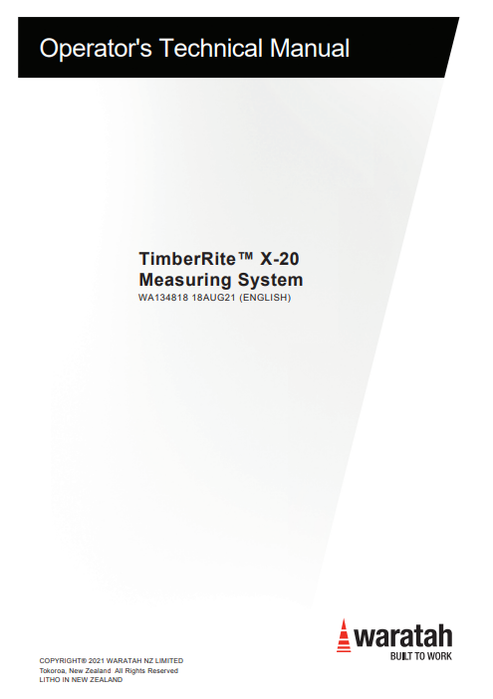 John Deere Waratah Timberrite X-20 Measuring System Operator Manual WA134818