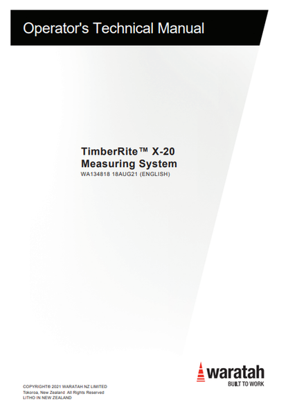 John Deere Waratah Timberrite X-20 Measuring System Operator Manual WA134818