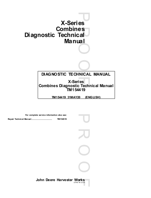 John Deere X-Series Combine Diagnostic Technical Manual TM154419