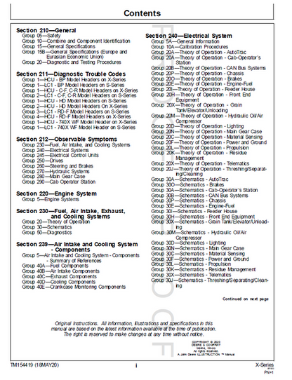 John Deere X-Series Combine Technical Diagnostic Manual