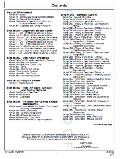 John Deere X-Series Combine Technical Diagnostic Manual