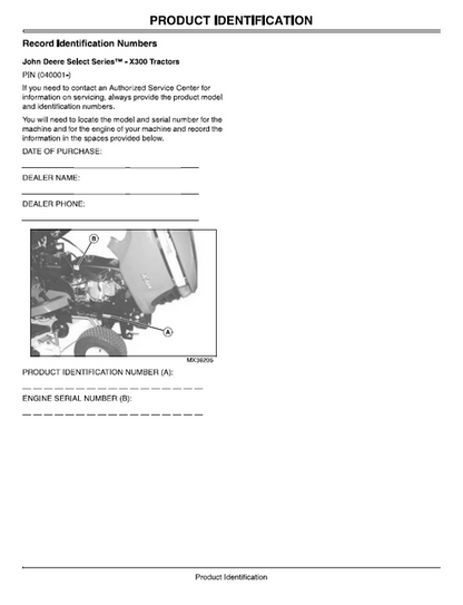 John Deere X300 Tractor Operator Manual OMM154282 PDF