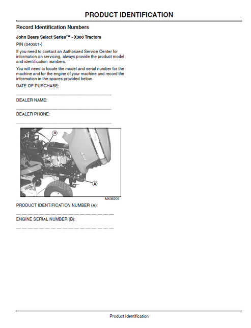 John Deere X300 Tractor Service & Operator Manual PDF OMM155820