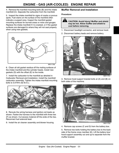 John Deere X465, X475, X485, X575 & X585 Tractor Repair Manual