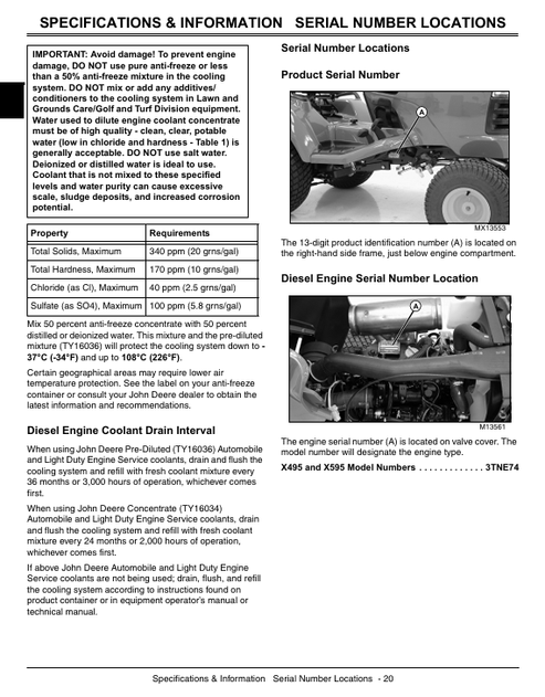 John Deere X495 & X595 Garden Tractor Service & Repair Manual