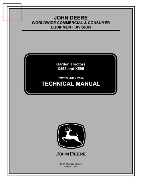 John Deere X495 X595 Garden Tractor Technical Manual TM2024
