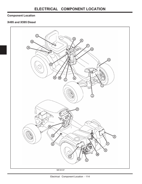 John Deere X495 X595 Garden Tractor Wiring & Electrical Manual TM2024