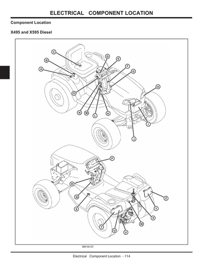 John Deere X495 X595 Garden Tractor Wiring & Electrical Manual TM2024