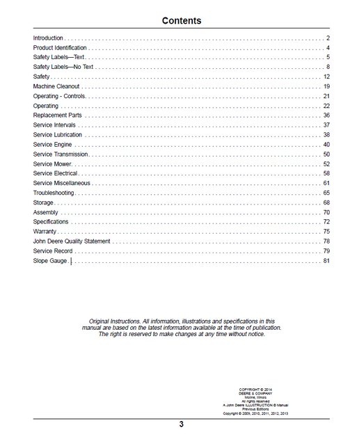 John Deere X500 Multi-Terrain Series Operation & Maintenance PDF Manual