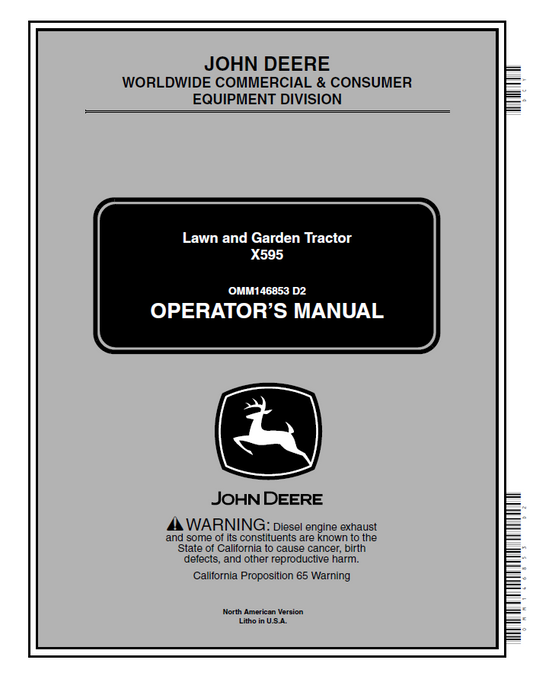 John Deere X595 Lawn and Garden Tractors Operator Manual OMM146853 PDF