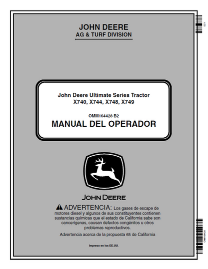 John Deere X740 X744 X748 X749 Ultimate Series Tractor Manual OMM164428