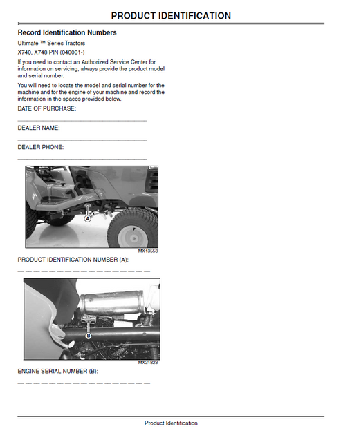 John Deere X740 X748 Ultimate Tractor Service & Operator Manual PDF