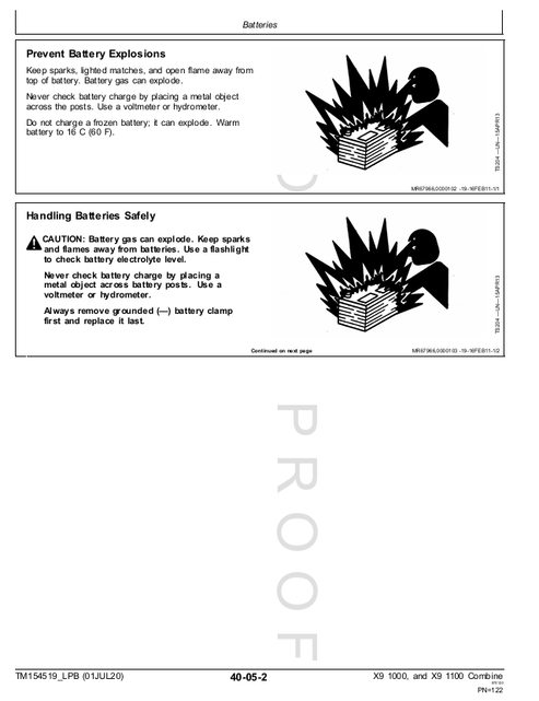 John Deere X9 1000 & X9 1100 Combine Repair PDF Manual TM154519
