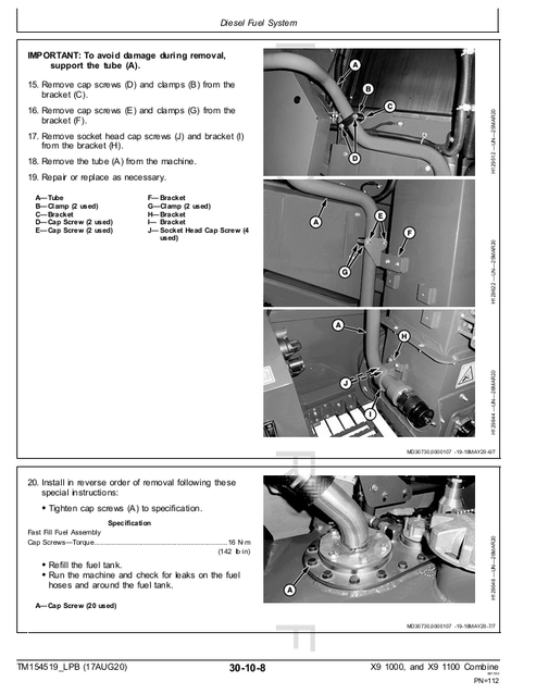 John Deere X9 Series Combine Diagnostic Repair & Service Manual