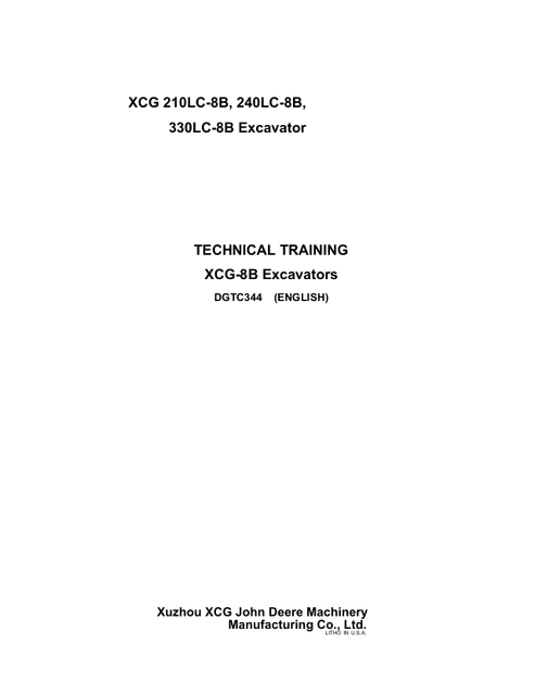 John Deere XCG 210LC-8B 240LC-8B 330LC-8B Training Manual DGTC344