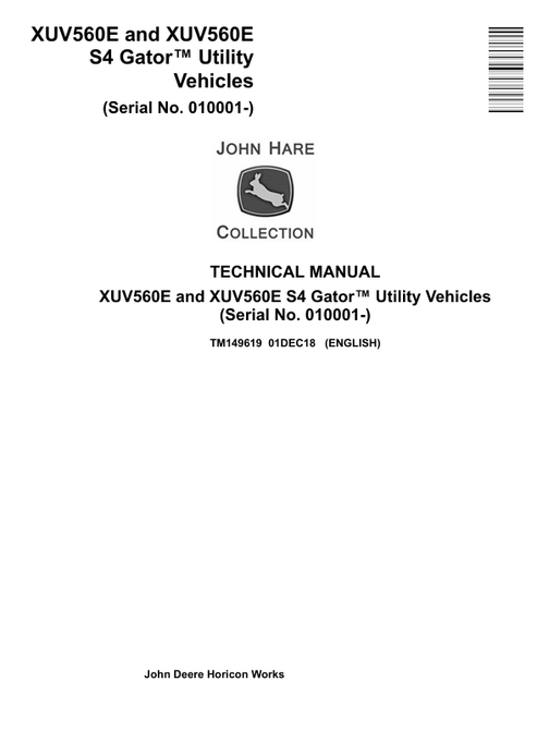 John Deere XUV560E XUV560E S4 Gator Technical Manual TM149619