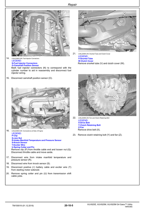 John Deere XUV825M S4 Gator Diagnostic & Service Manual TM150019