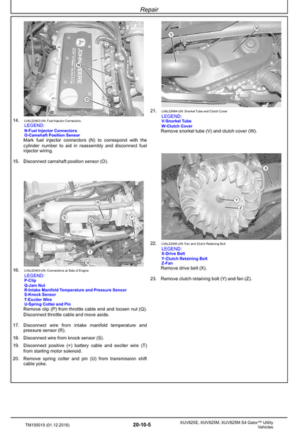 John Deere XUV825M S4 Gator Diagnostic & Service Manual TM150019