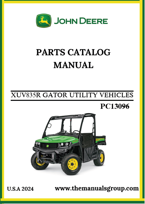 John Deere XUV835R Gator Utility Vehicles Parts Catalog Manual PC13096 PDF