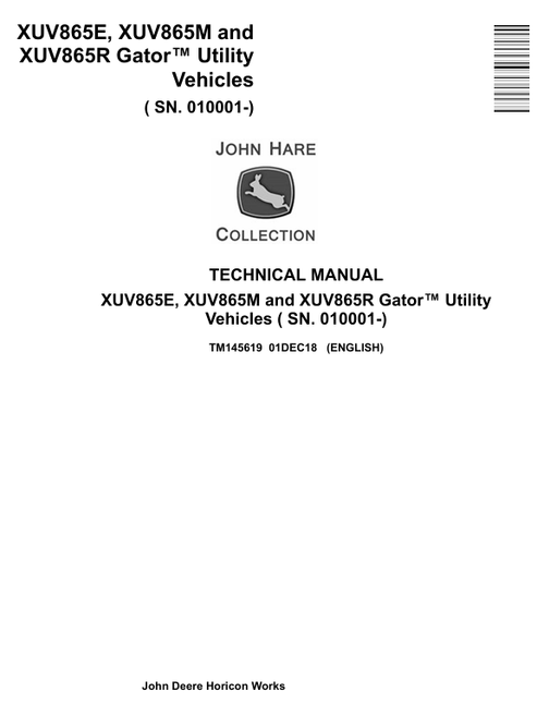 John Deere XUV865E XUV865M XUV865R Gator Technical Manual TM145619