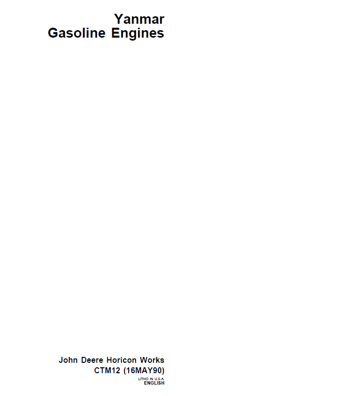 John Deere Yanmar Gasoline Engines Component Technical Manual CTM12 PDF 
